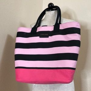 Victoria’s Secret pink and black stripe tote